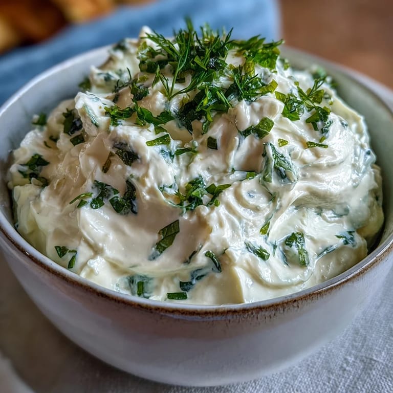 Velvety cottage cheese ranch dip, blended with Greek yogurt and fresh herbs, surrounded by crunchy vegetable crudités.