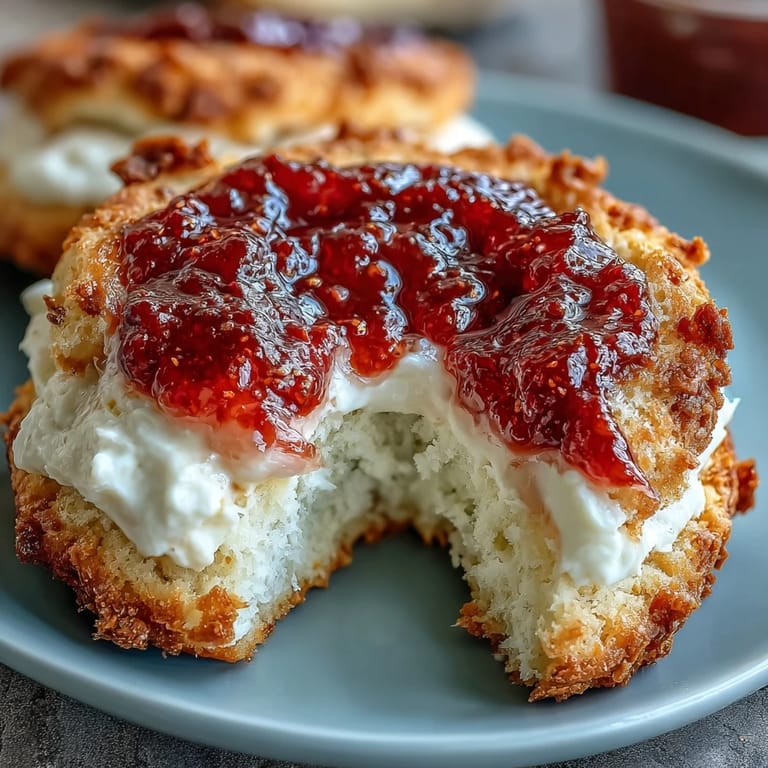 Buttery thumbprint cookies filled with clotted cream and strawberry jam, perfect for a British teatime treat.  