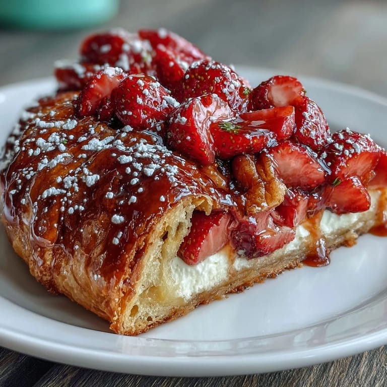 Fresh strawberry galette with frangipane, golden pastry wrapped around juicy berries and almond cream.