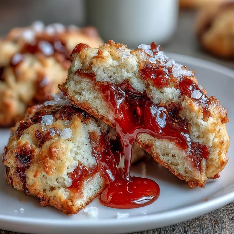 Buttery thumbprint cookies filled with glossy strawberry jam, perfect for a sweet afternoon treat or holiday cookie platter.