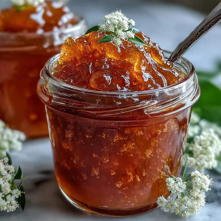 A spoonful of dandelion jelly drizzled over fresh scones, capturing the subtle taste of wild blossoms.