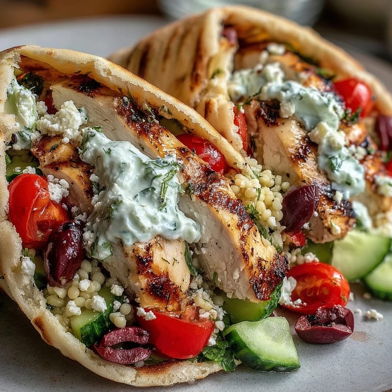A Mediterranean-inspired stuffed pita recipe served with a refreshing side salad.