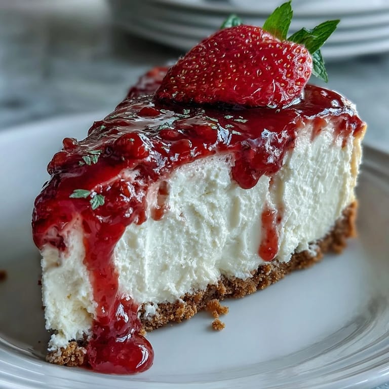 Luscious no-bake strawberry cheesecake, a sweet, creamy dessert ideal for summer.