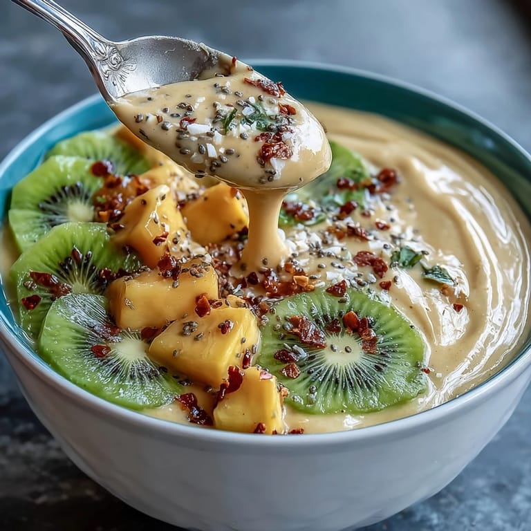 Creamy, refreshing Mango Chili Lime Smoothie Bowl, a perfect healthy breakfast.
