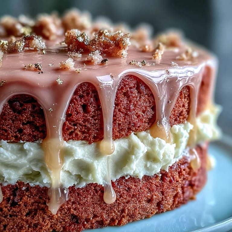Decadent Bridal Shower Rosé Velvet Cake, ready for celebratory moments with golden accents.