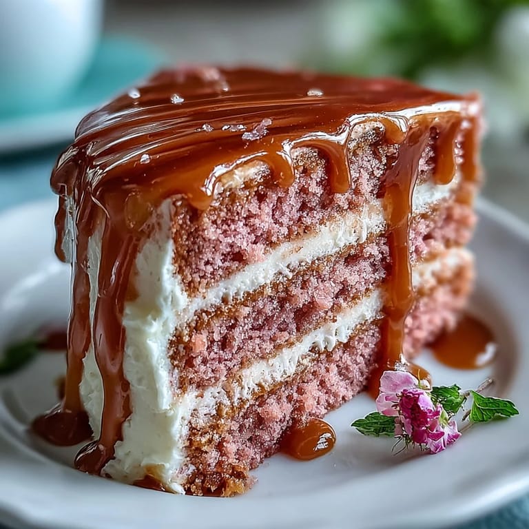 Beautifully decorated Rosé Velvet Cake adorned with a sophisticated, edible gold accent.