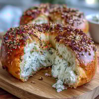 High-protein Greek yogurt bagels topped with everything seasoning, golden and chewy with a soft interior.
