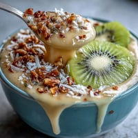 Vibrant Mango Chili Lime Smoothie Bowl, topped with fresh fruit and granola.