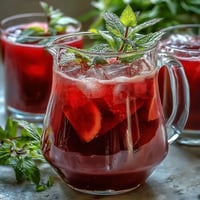 Vibrant natural pink lemonade with beet juice, perfectly tart and sweet, served ice-cold.